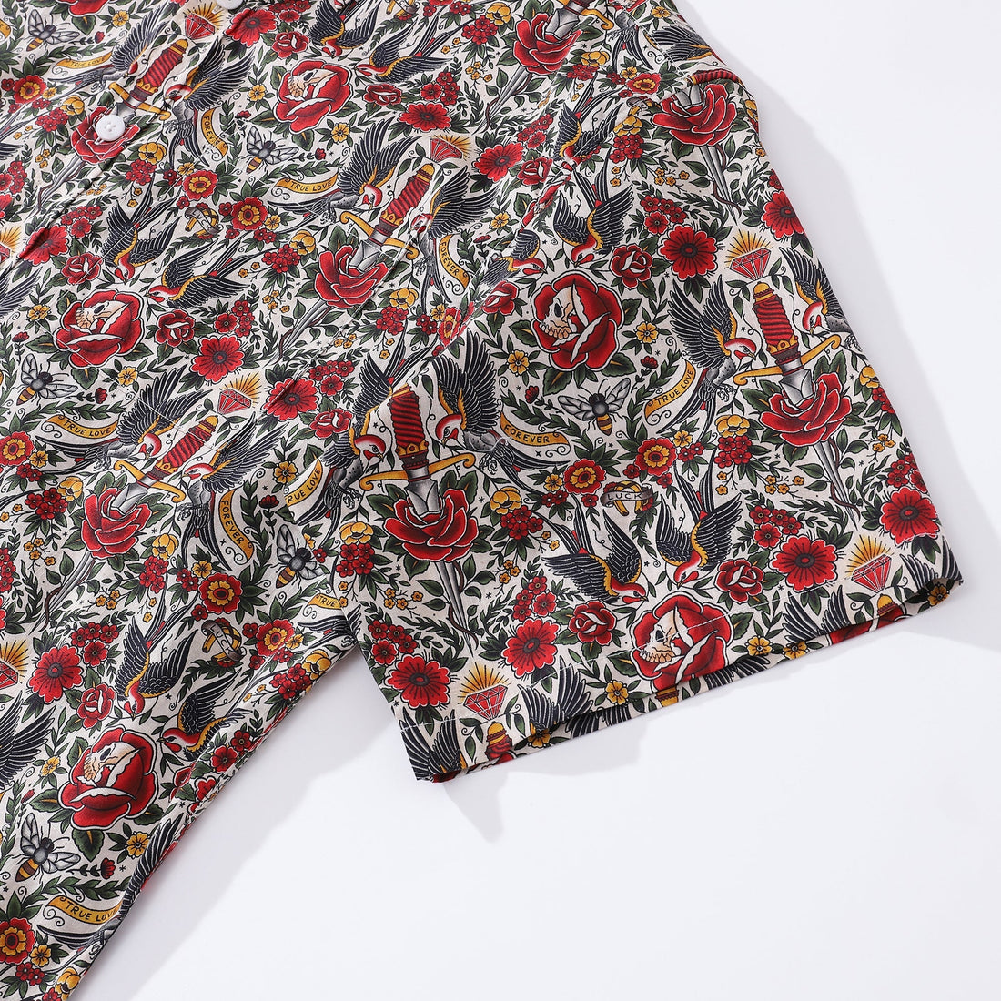 Men's Tattoo Flash Design Short Sleeve Cotton Hawaiian Shirt