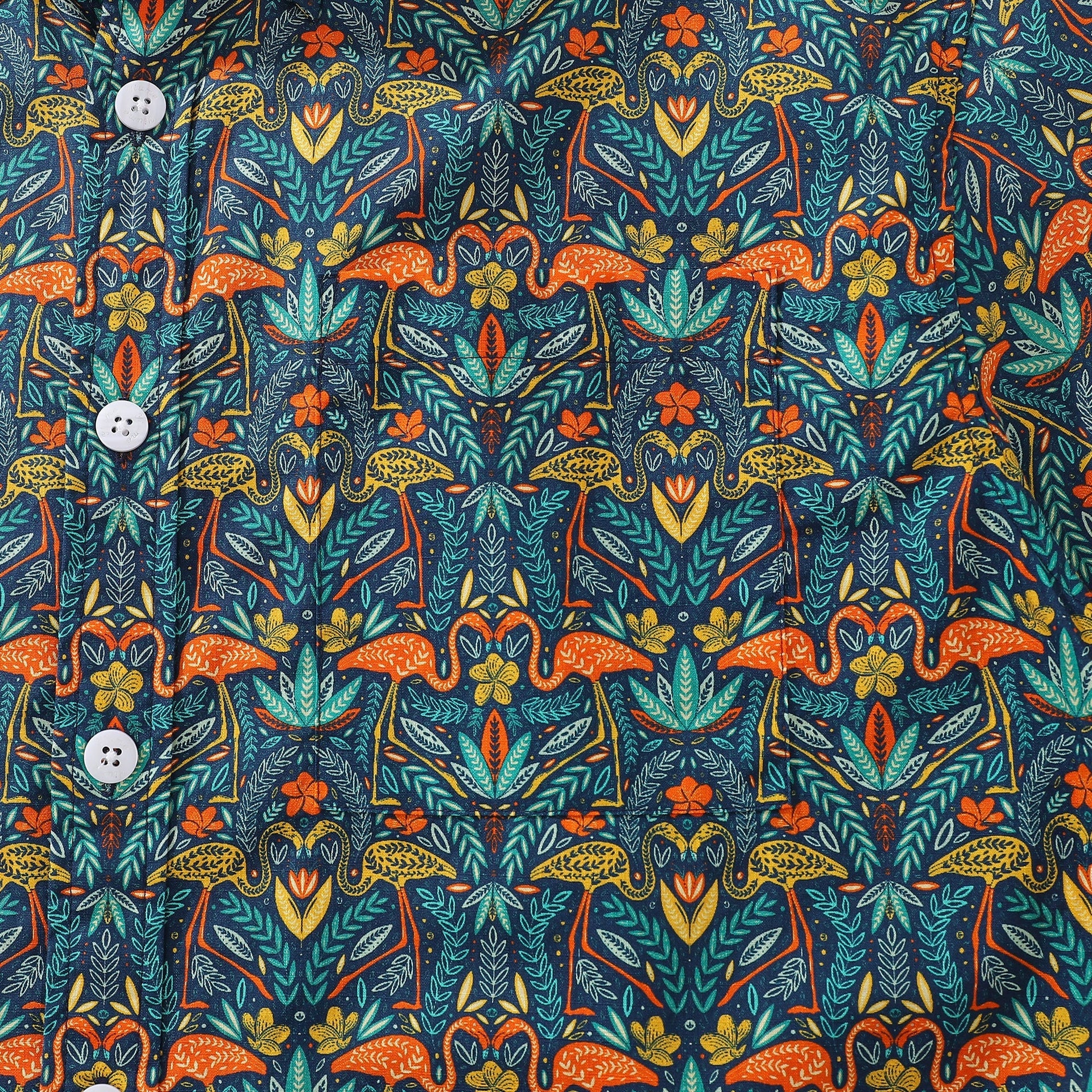 Men's Tropical Joyful Jungle Cotton Hawaiian Shirt Short Sleeve