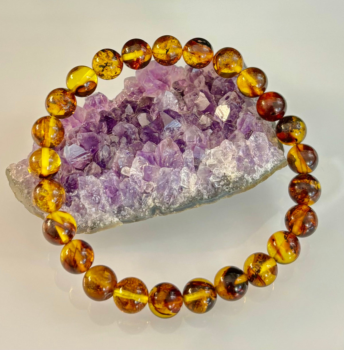 Golden Glow: Genuine Indonesian Amber 7-8mm Stretch Bracelet