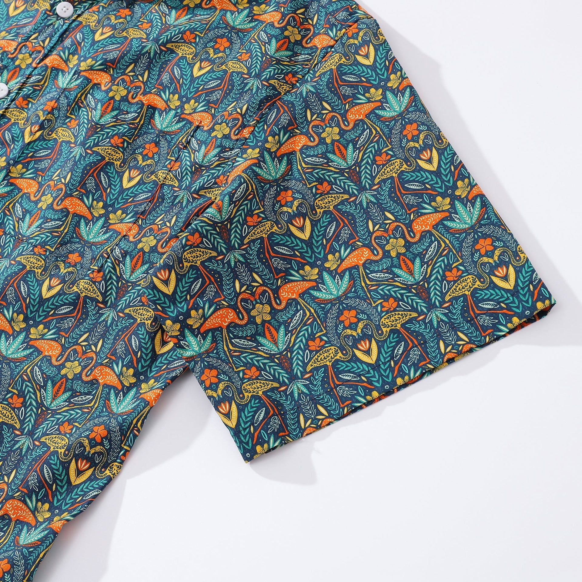 Men's Tropical Joyful Jungle Cotton Hawaiian Shirt Short Sleeve