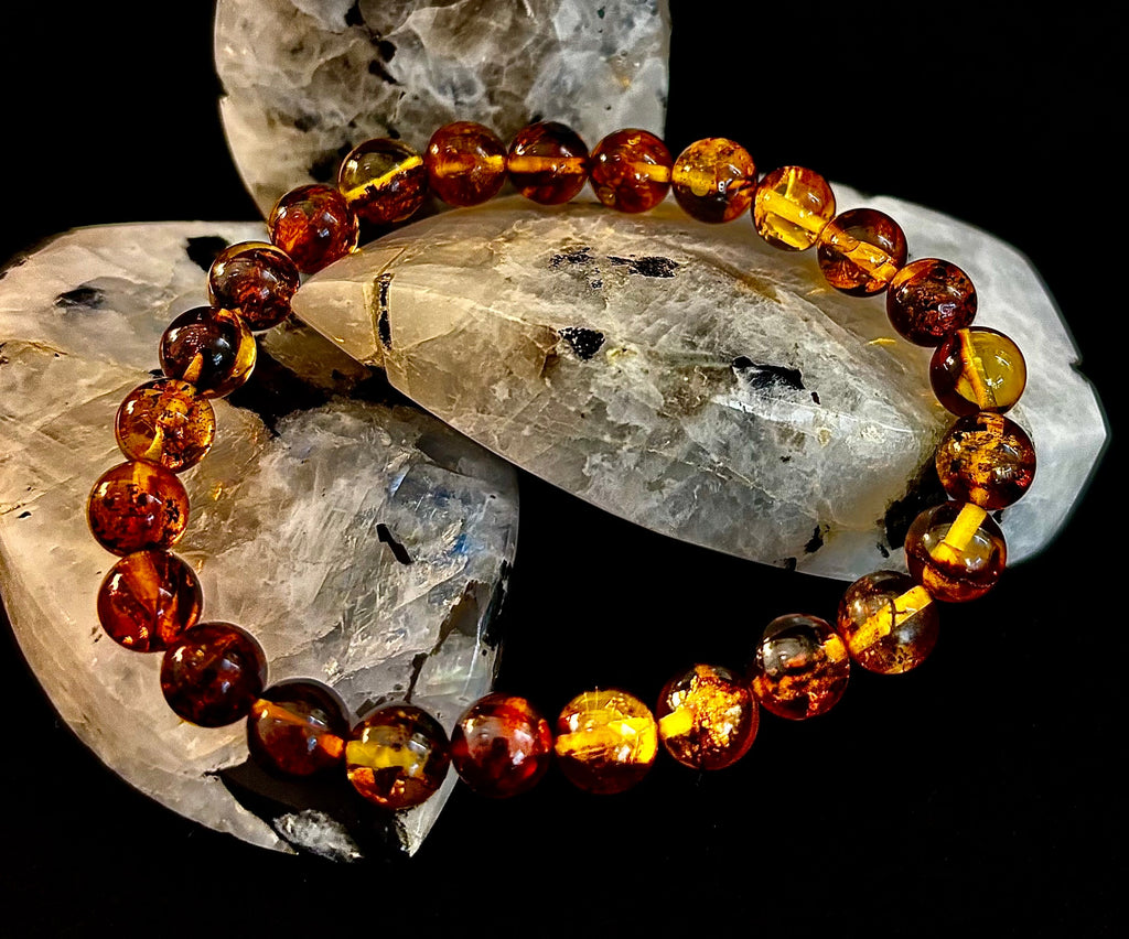 Golden Glow: Genuine Indonesian Amber 7-8mm Stretch Bracelet