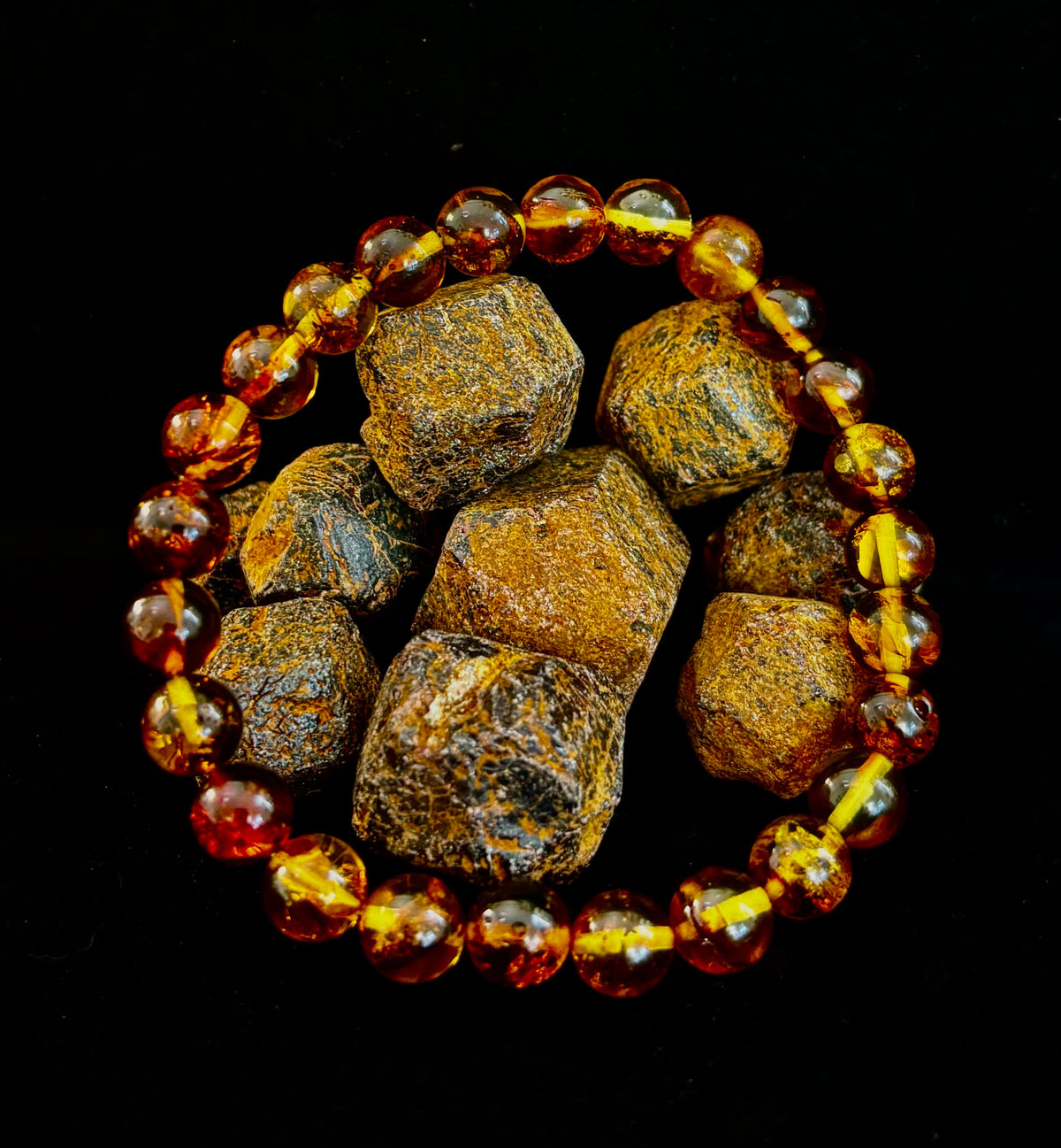 Golden Glow: Genuine Indonesian Amber 7-8mm Stretch Bracelet