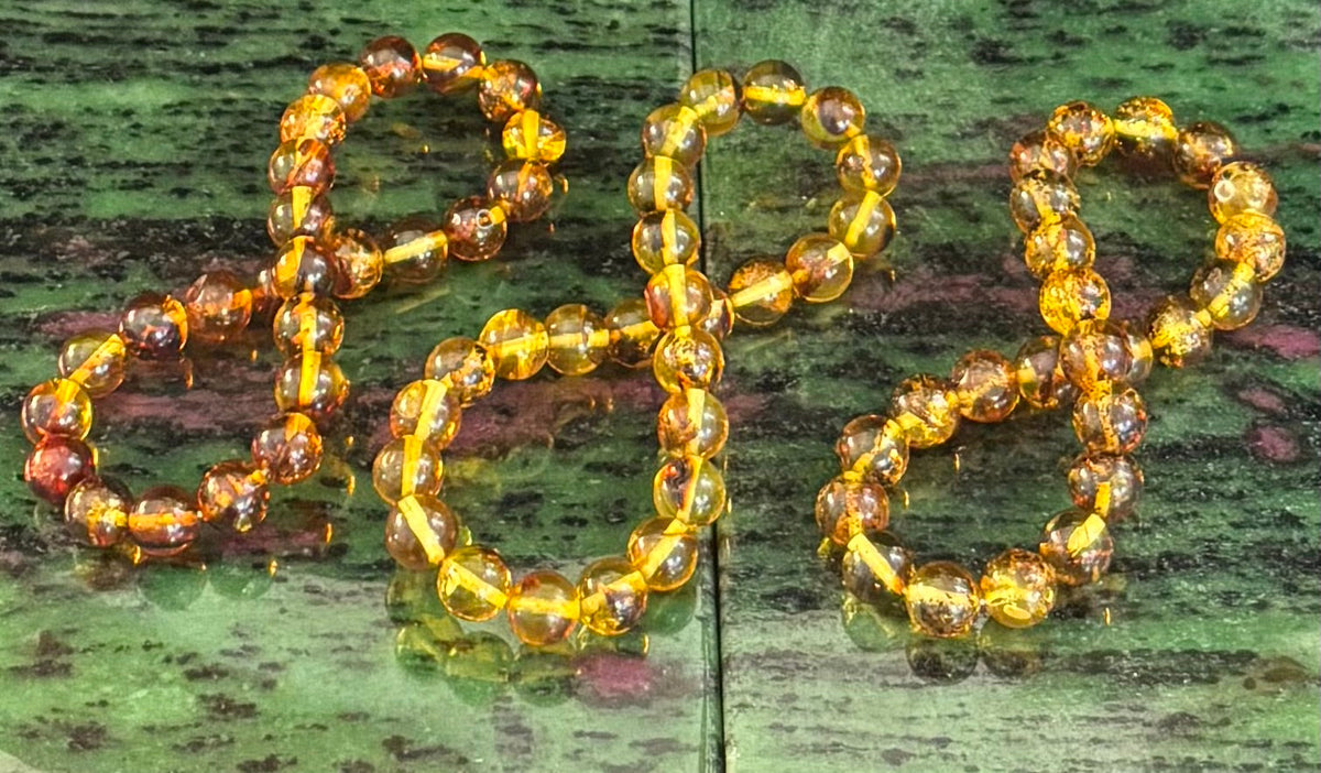 Golden Glow: Genuine Indonesian Amber 7-8mm Stretch Bracelet