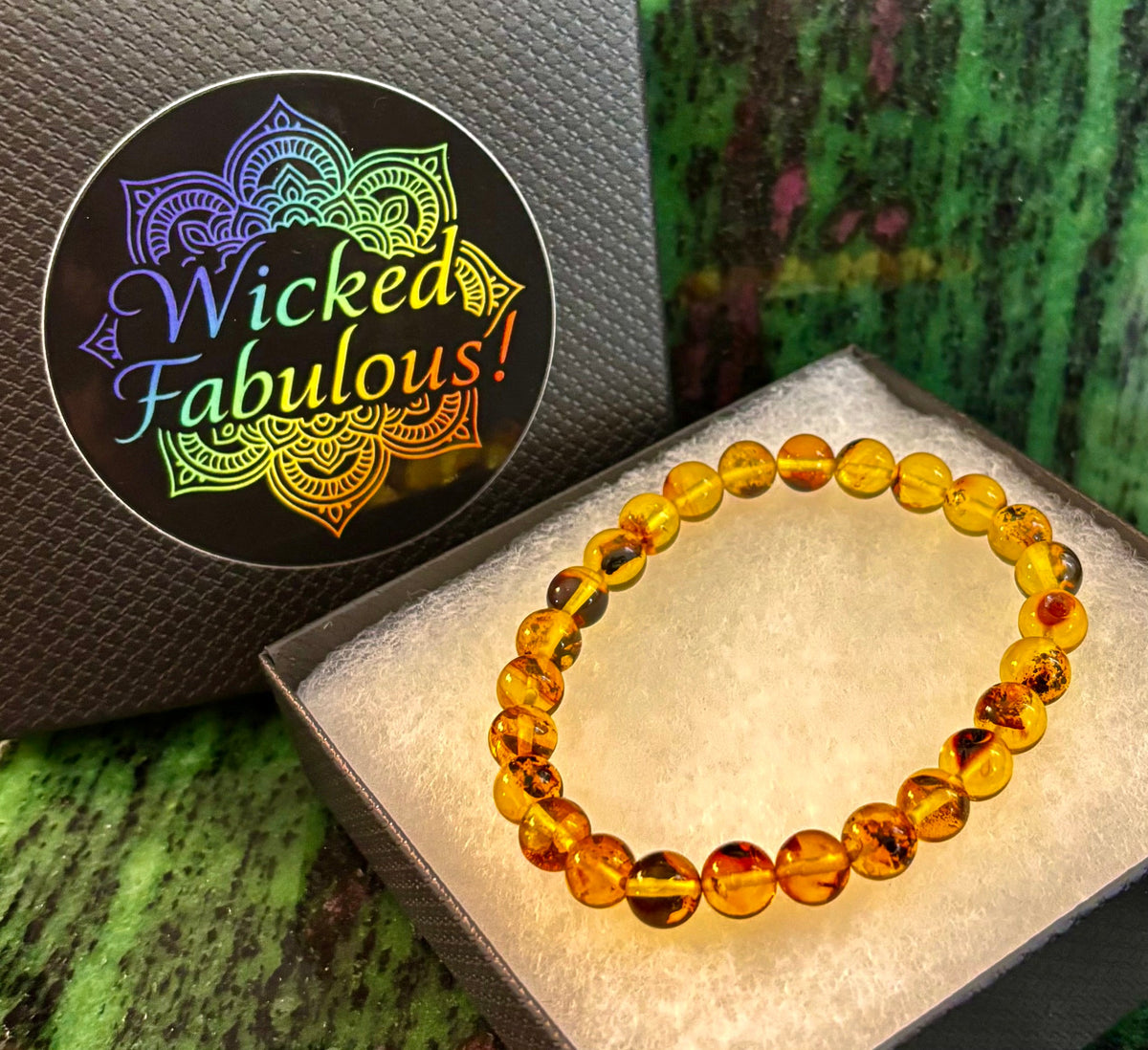 Golden Glow: Genuine Indonesian Amber 7-8mm Stretch Bracelet