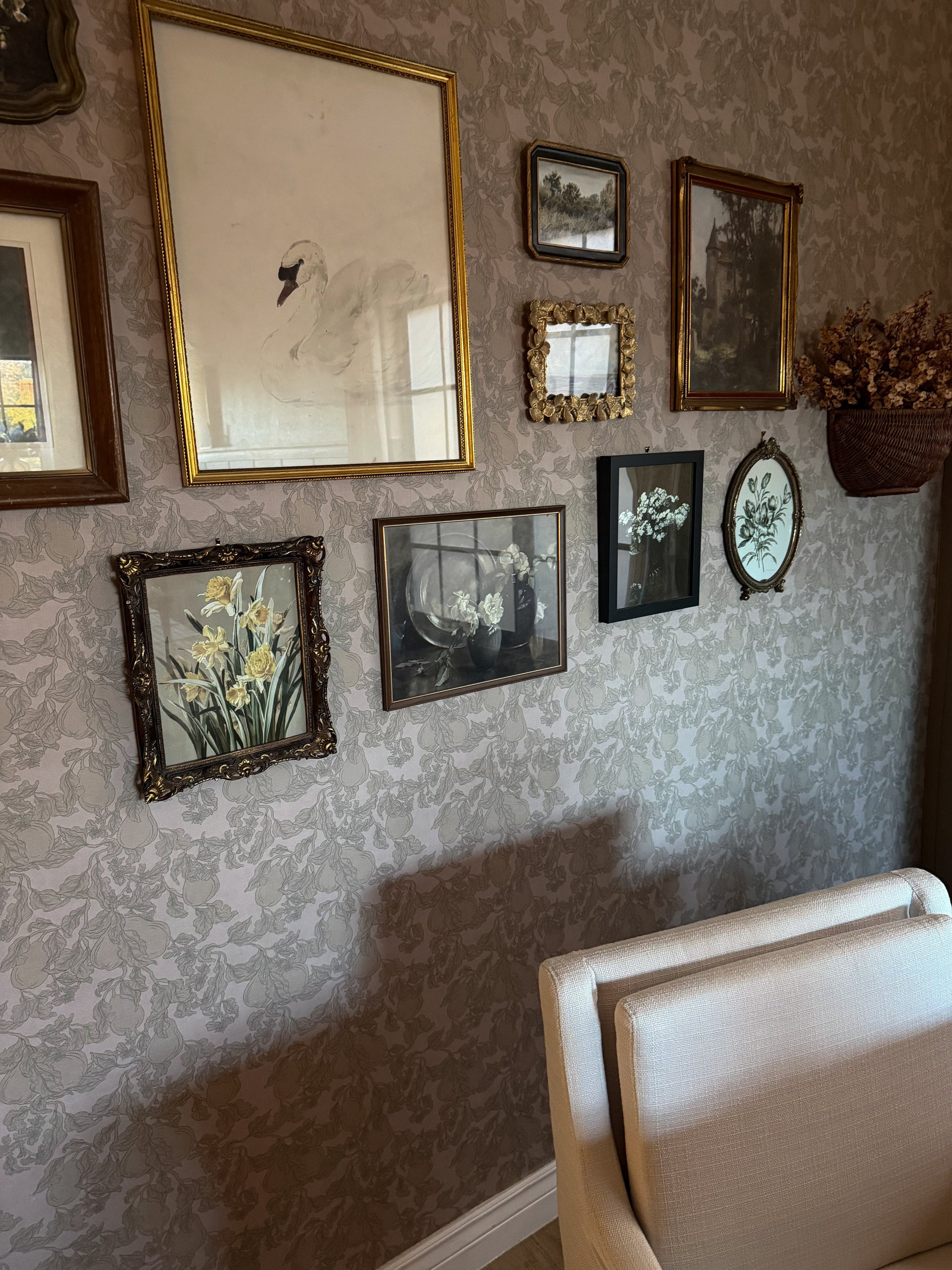 Copeland Cottagecore Wallpaper in Taupe and Brown
