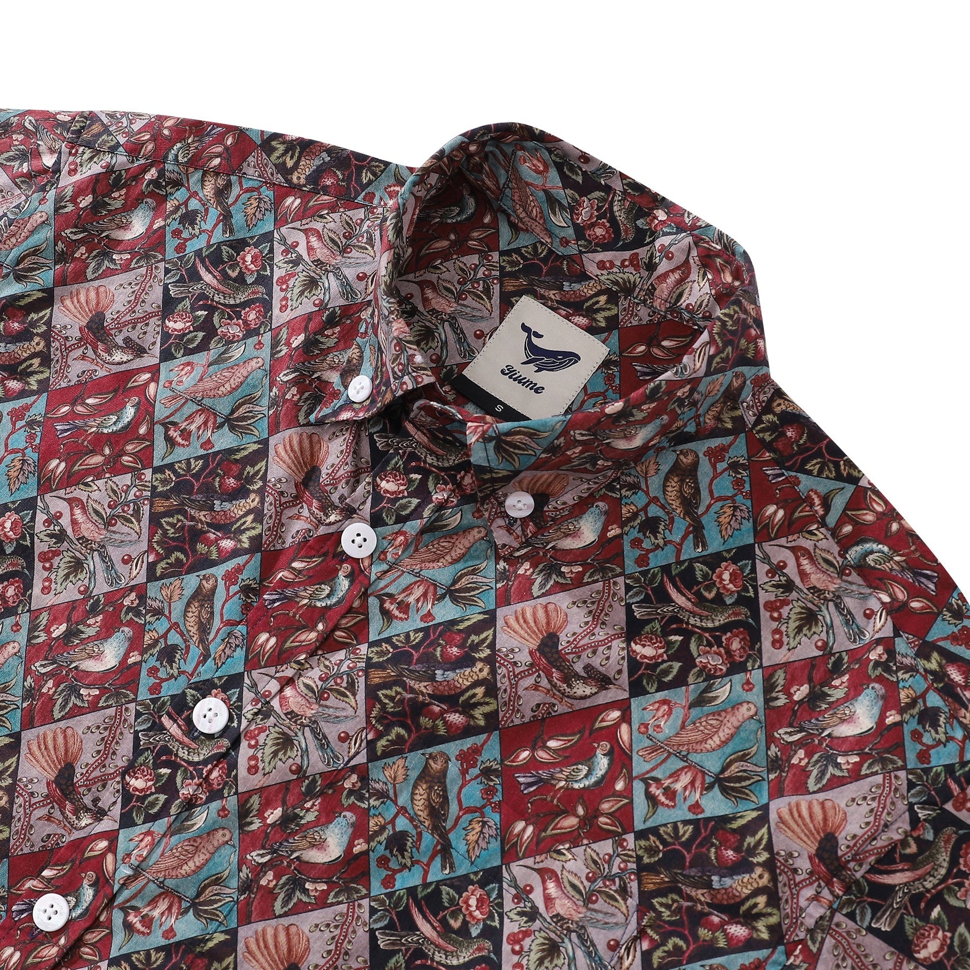 Men's Vintage Inspired Hawaiian Shirt Symphony of Birds Cotton