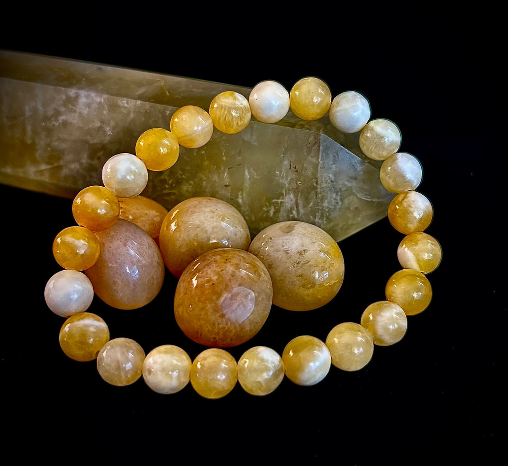 Citrus Sol: Natural Orange Calcite 8mm Crystal Stretch Bracelet
