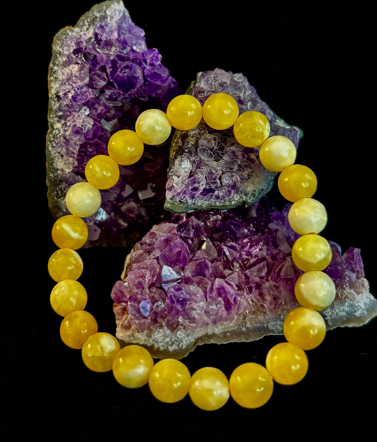 Citrus Sol: Natural Orange Calcite 8mm Crystal Stretch Bracelet