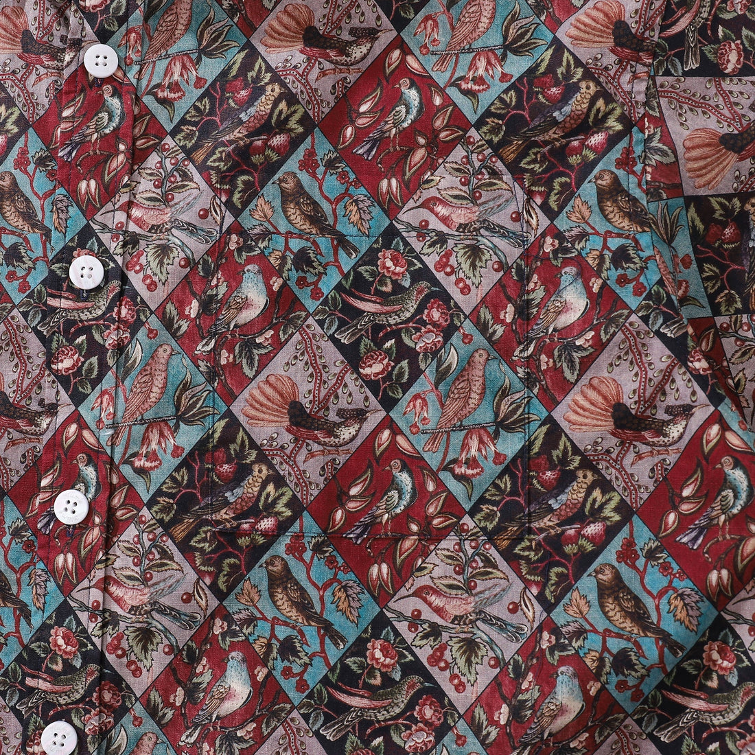 Men's Vintage Inspired Hawaiian Shirt Symphony of Birds Cotton