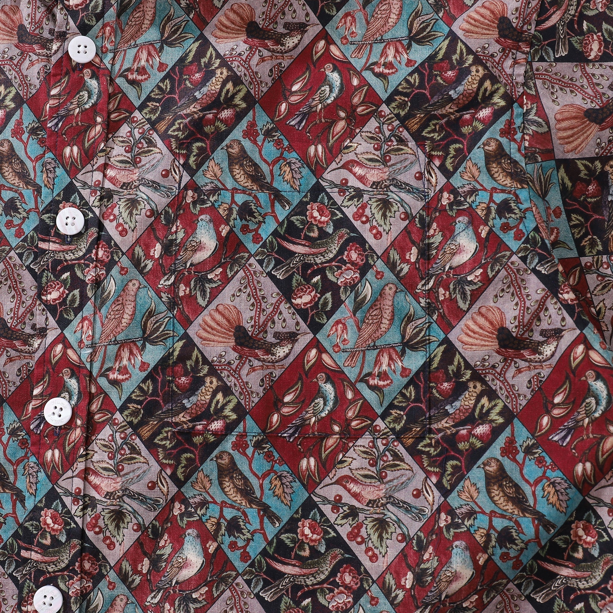 Men's Vintage Inspired Hawaiian Shirt Symphony of Birds Cotton
