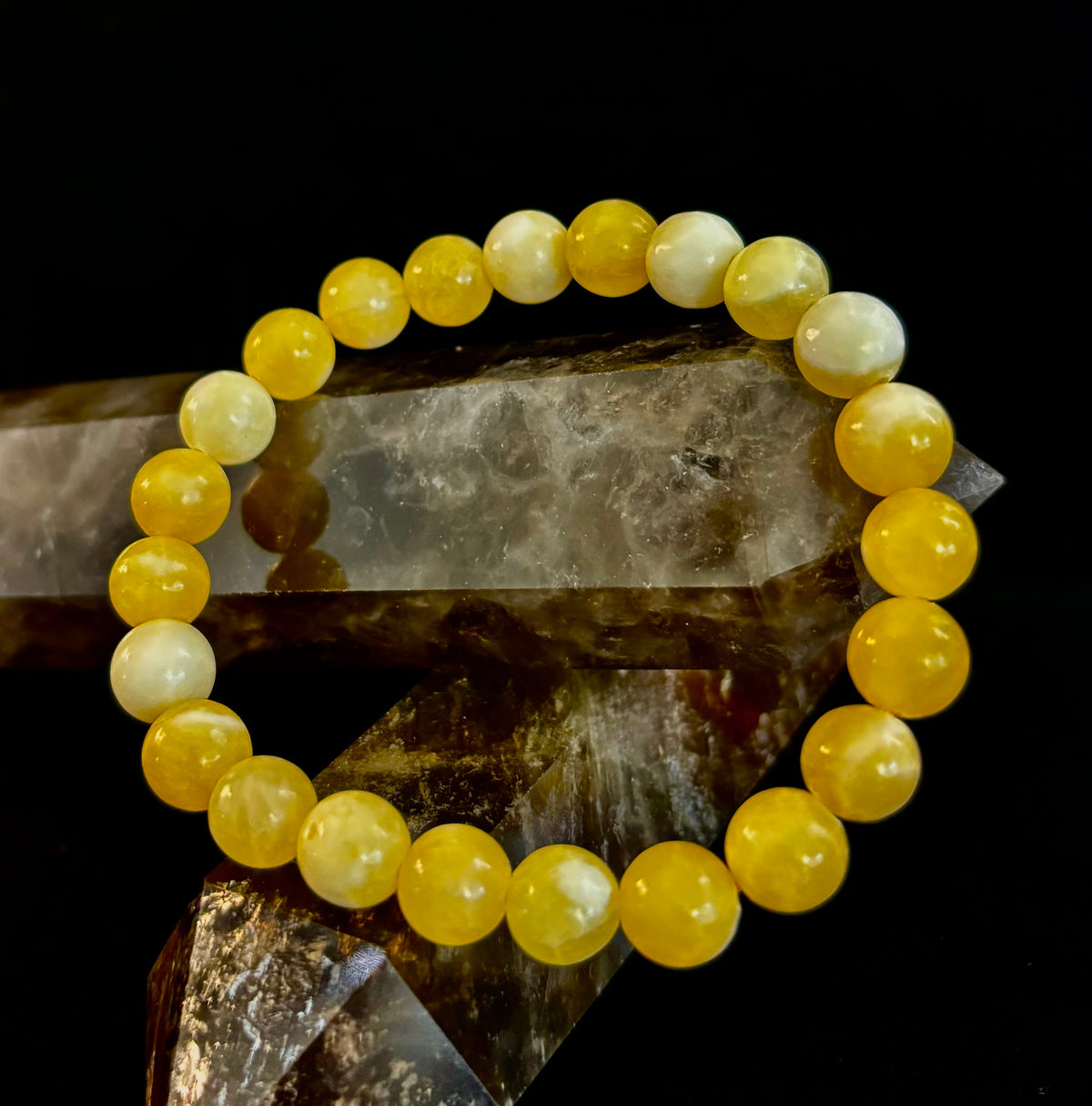 Citrus Sol: Natural Orange Calcite 8mm Crystal Stretch Bracelet