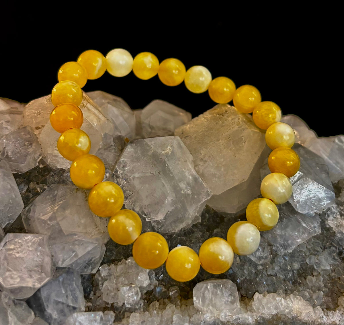 Citrus Sol: Natural Orange Calcite 8mm Crystal Stretch Bracelet