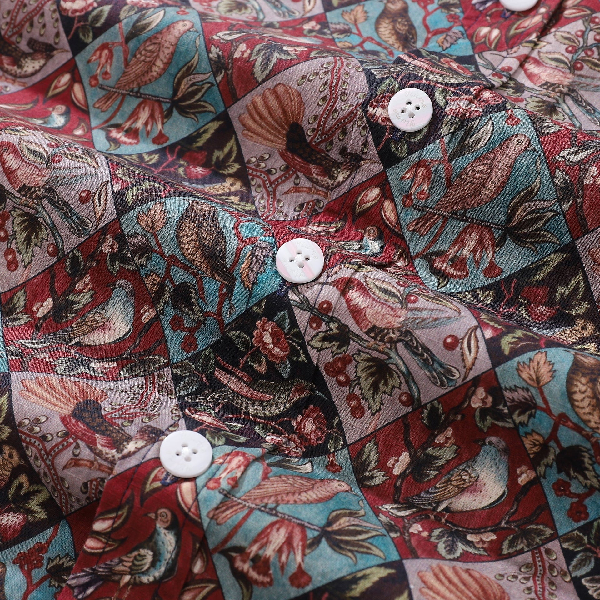 Men's Vintage Inspired Hawaiian Shirt Symphony of Birds Cotton
