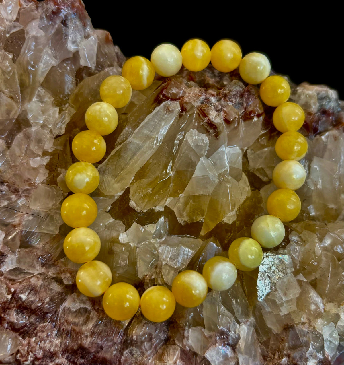 Citrus Sol: Natural Orange Calcite 8mm Crystal Stretch Bracelet