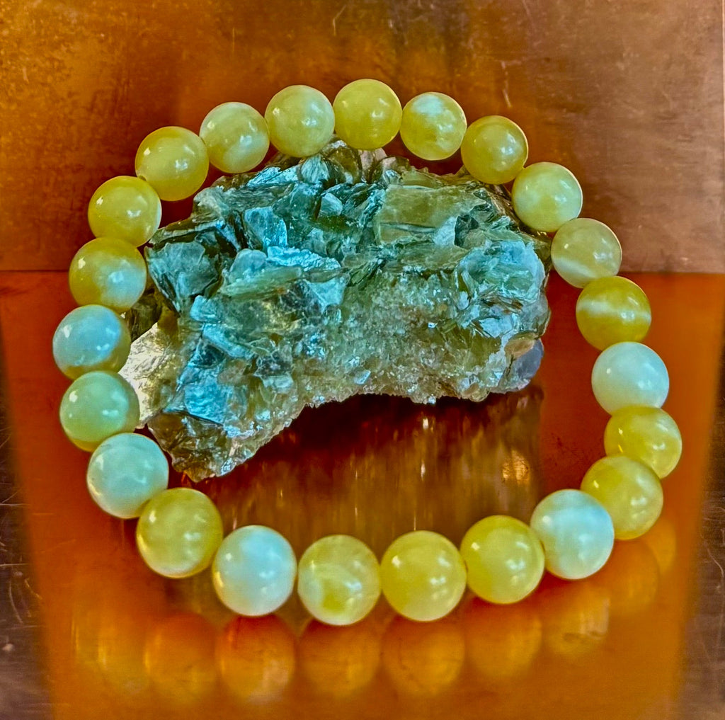 Citrus Sol: Natural Orange Calcite 8mm Crystal Stretch Bracelet