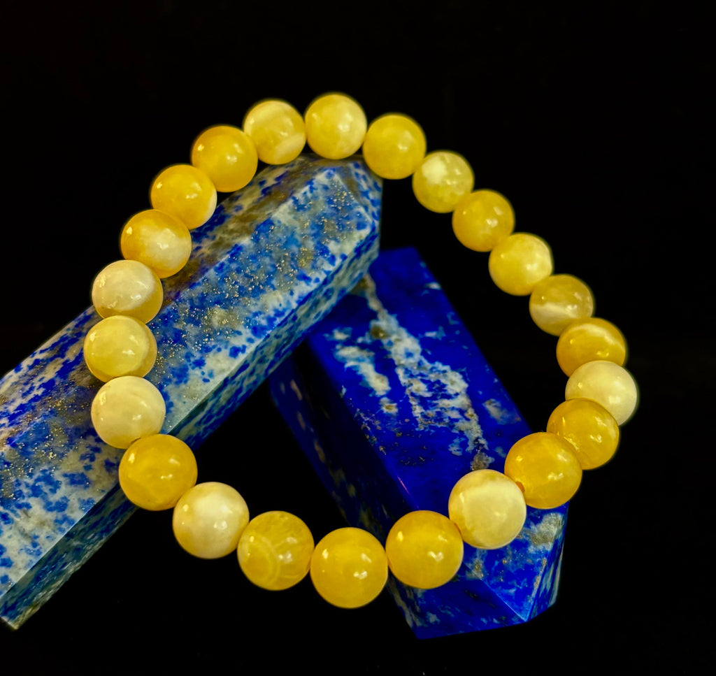 Citrus Sol: Natural Orange Calcite 8mm Crystal Stretch Bracelet