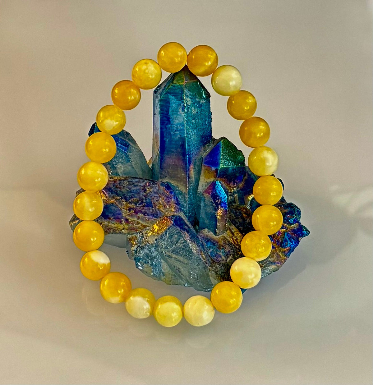 Citrus Sol: Natural Orange Calcite 8mm Crystal Stretch Bracelet