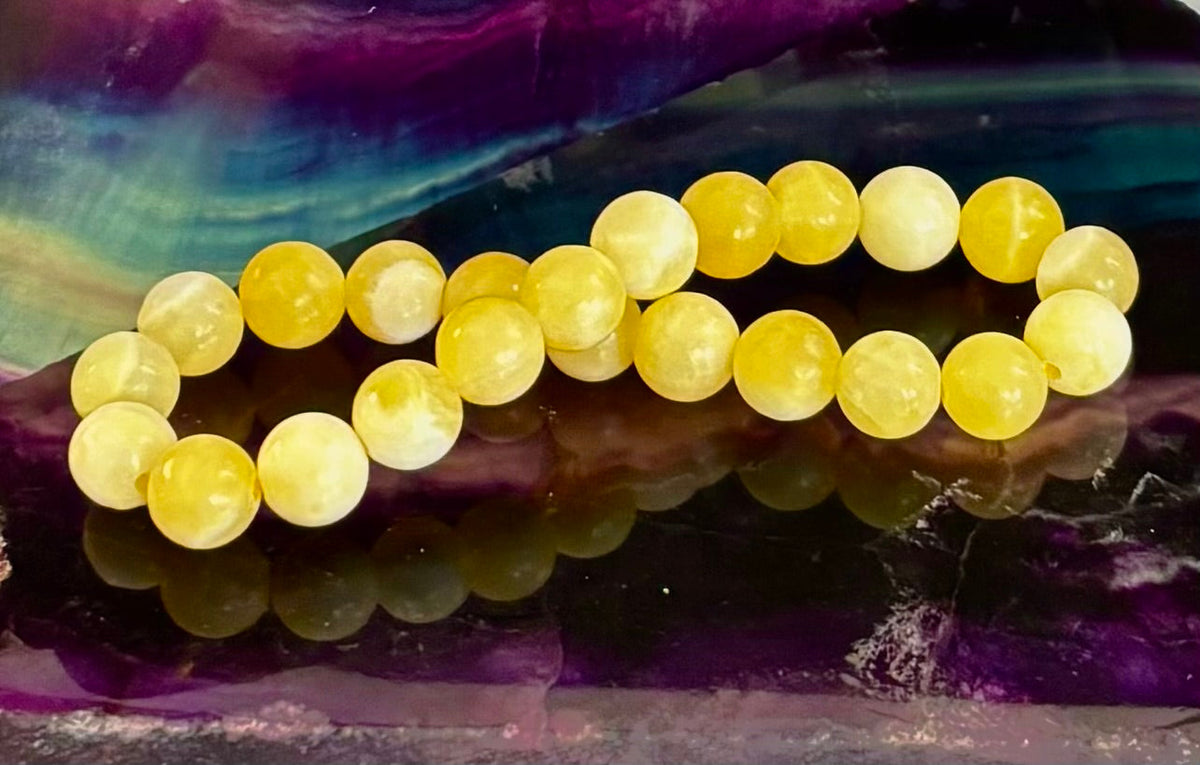 Citrus Sol: Natural Orange Calcite 8mm Crystal Stretch Bracelet