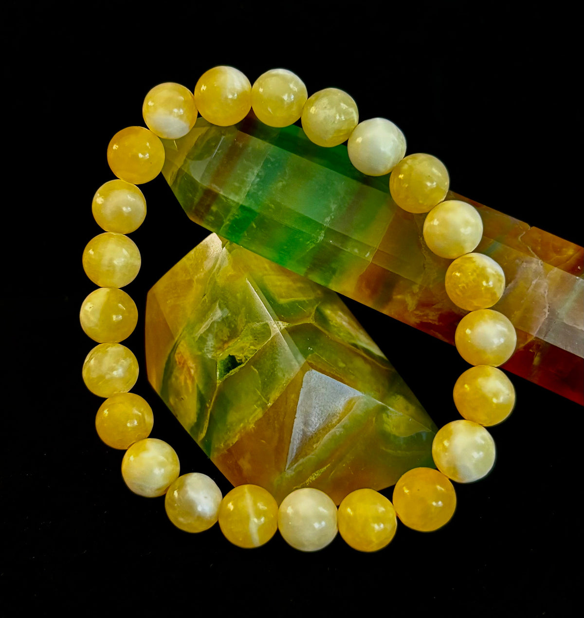 Citrus Sol: Natural Orange Calcite 8mm Crystal Stretch Bracelet