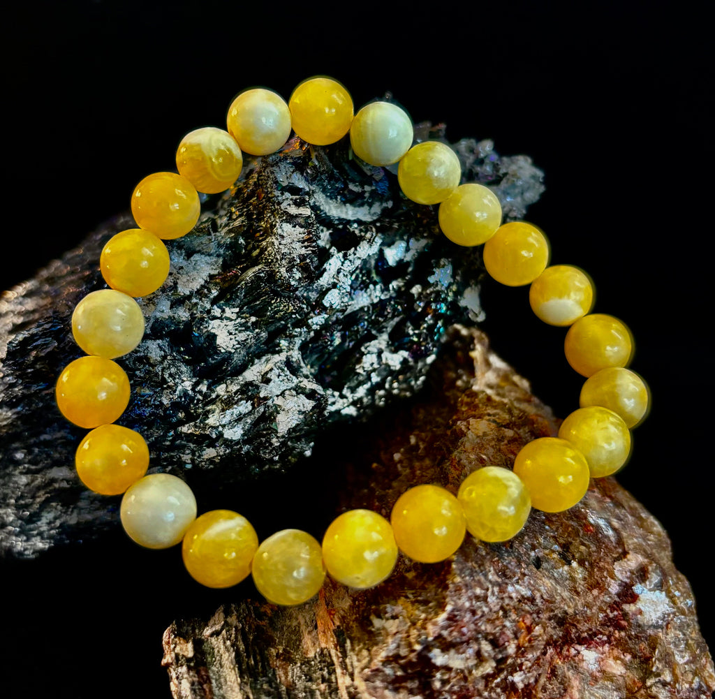 Citrus Sol: Natural Orange Calcite 8mm Crystal Stretch Bracelet