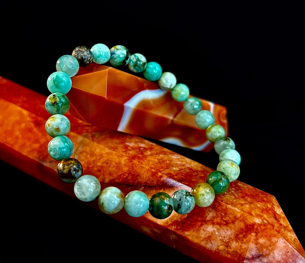Ocean Horizon: Natural Fynchenite 8mm Gemstone Stretch Bracelet
