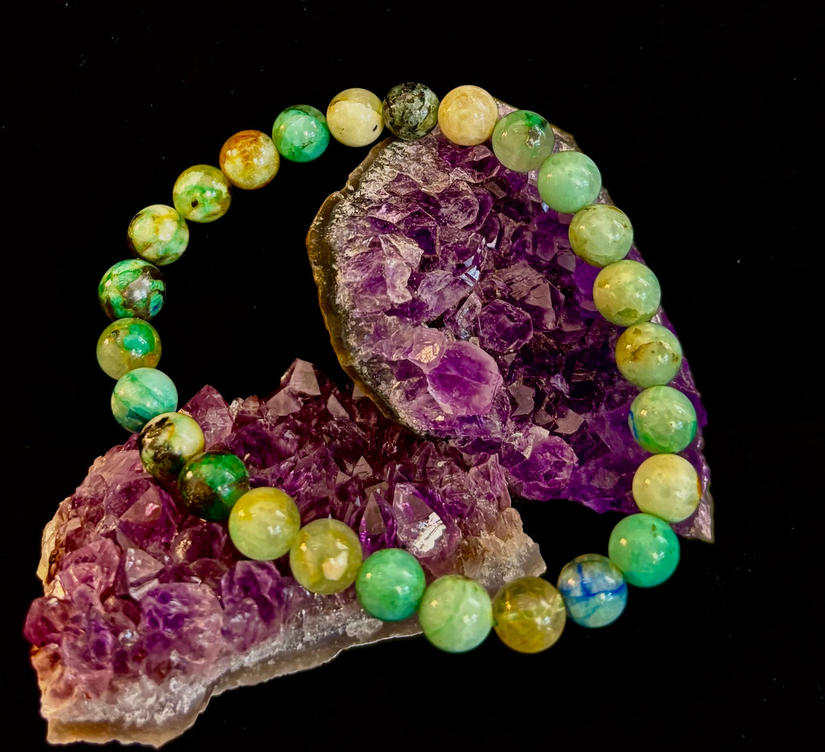 Ocean Horizon: Natural Fynchenite 8mm Gemstone Stretch Bracelet