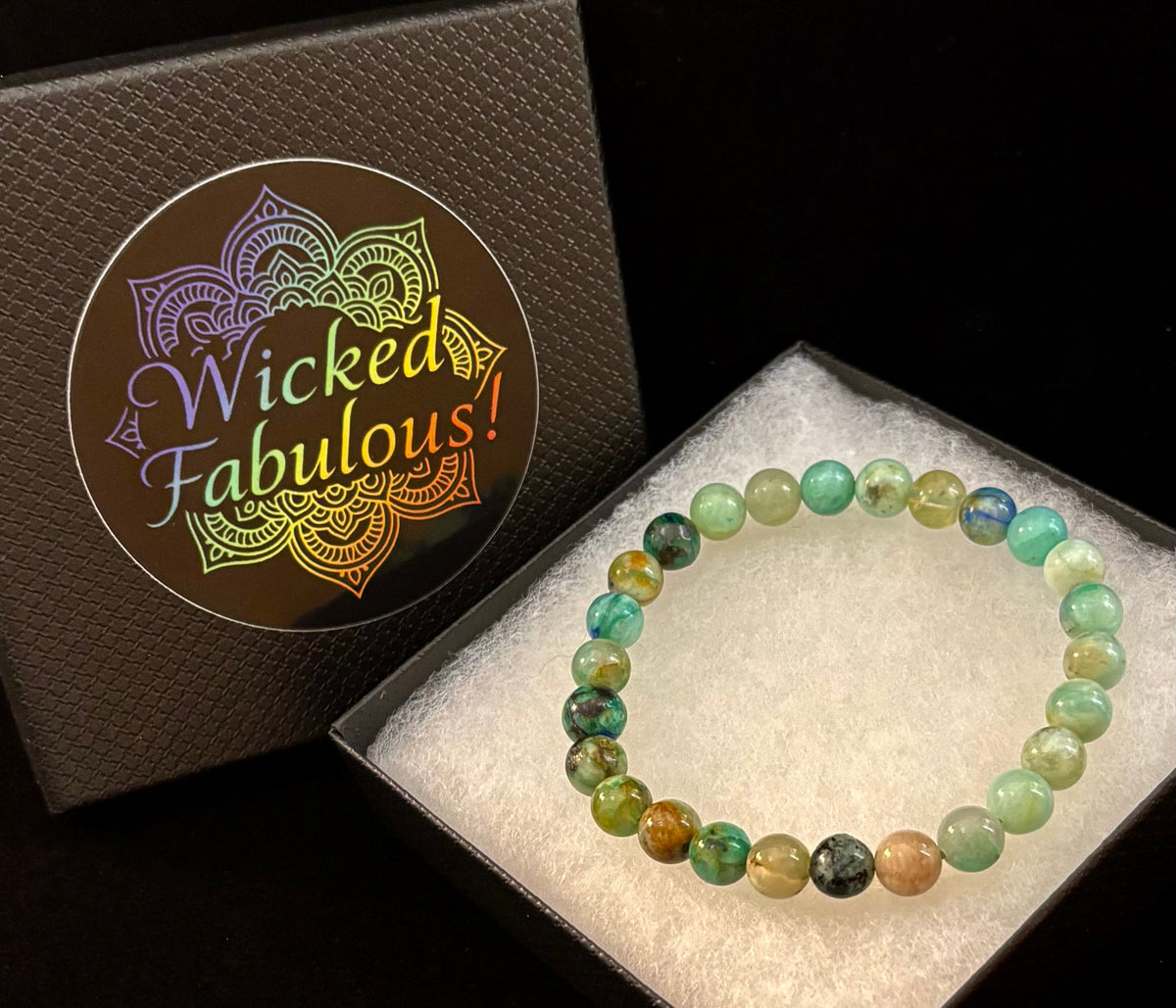Ocean Horizon: Natural Fynchenite 8mm Gemstone Stretch Bracelet