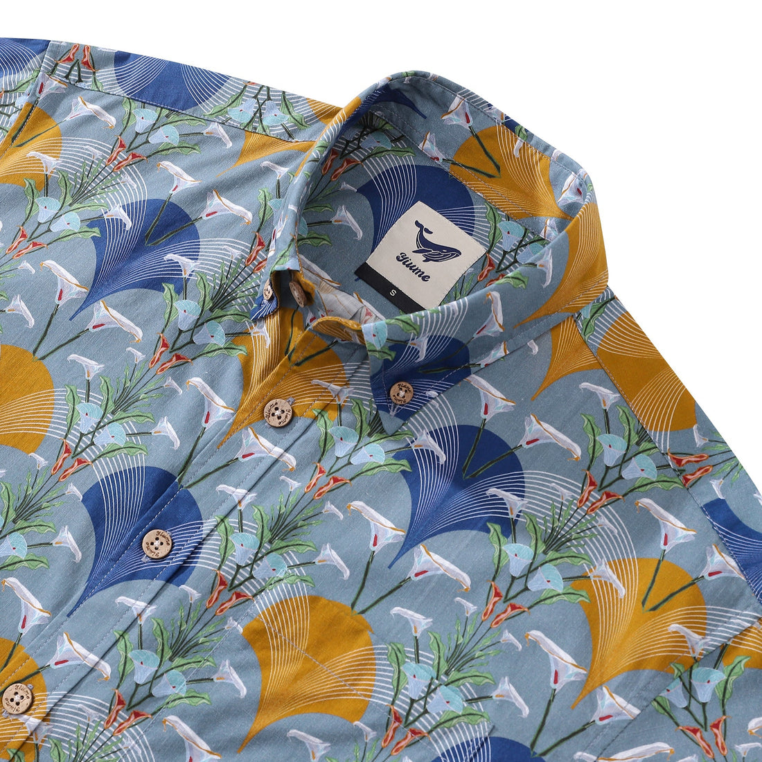 Men's Deco Arum Lily Hawaiian Shirt Short Sleeve Cotton Button-Down