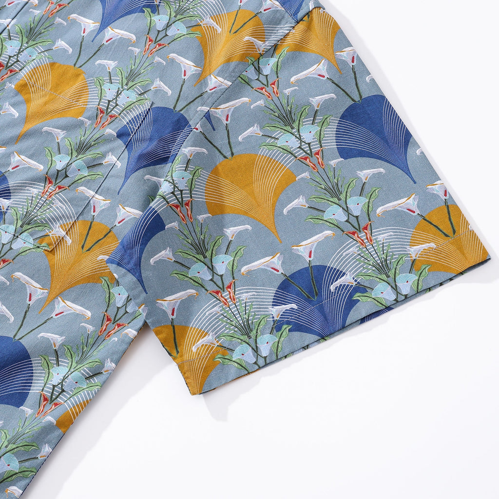 Men's Deco Arum Lily Hawaiian Shirt Short Sleeve Cotton Button-Down