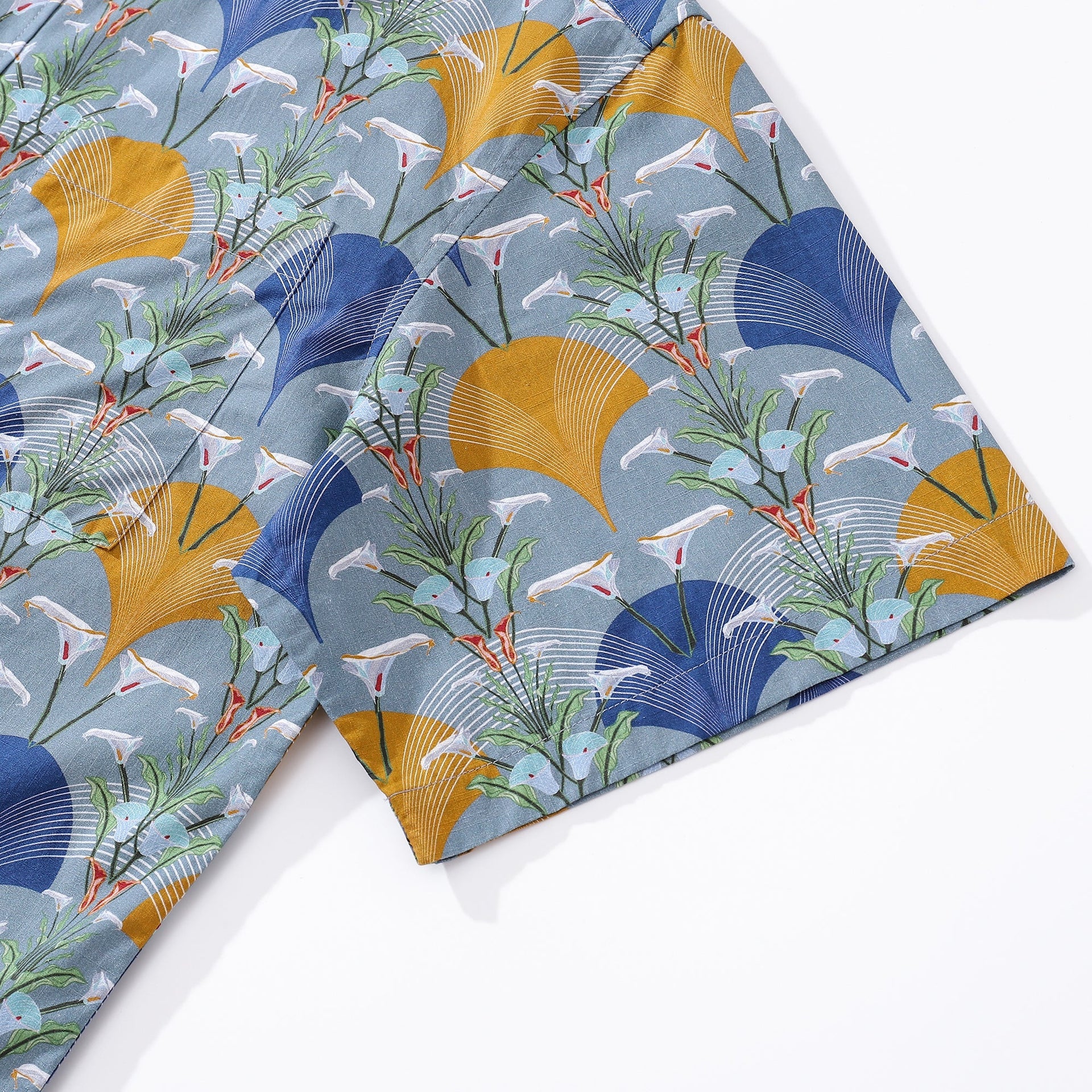 Men's Deco Arum Lily Hawaiian Shirt Short Sleeve Cotton Button-Down