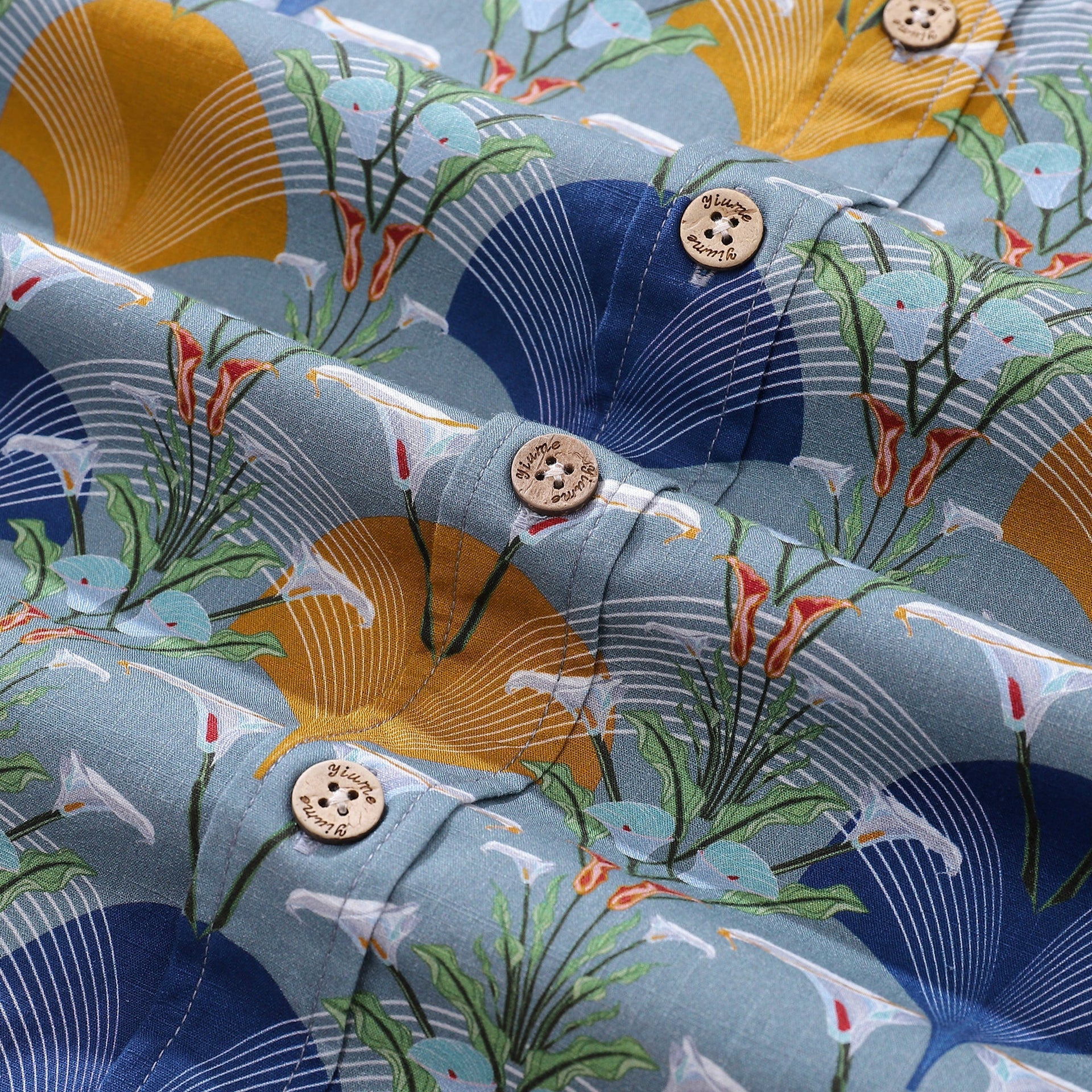 Men's Deco Arum Lily Hawaiian Shirt Short Sleeve Cotton Button-Down