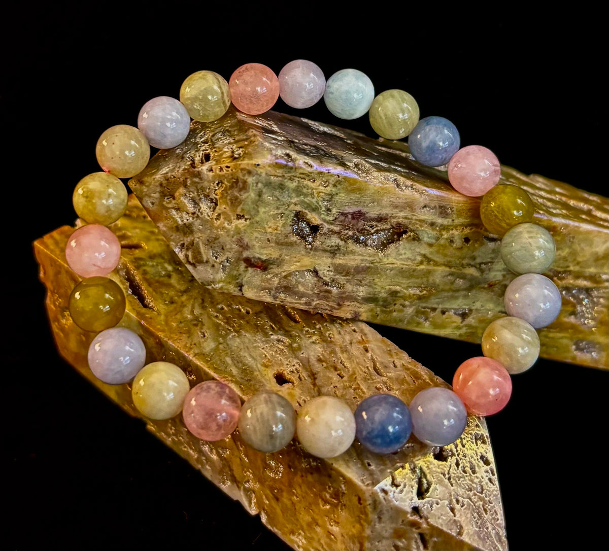 Eternal Harmony: Natural Mixed Beryl 8mm Crystal Stretch Bracelet