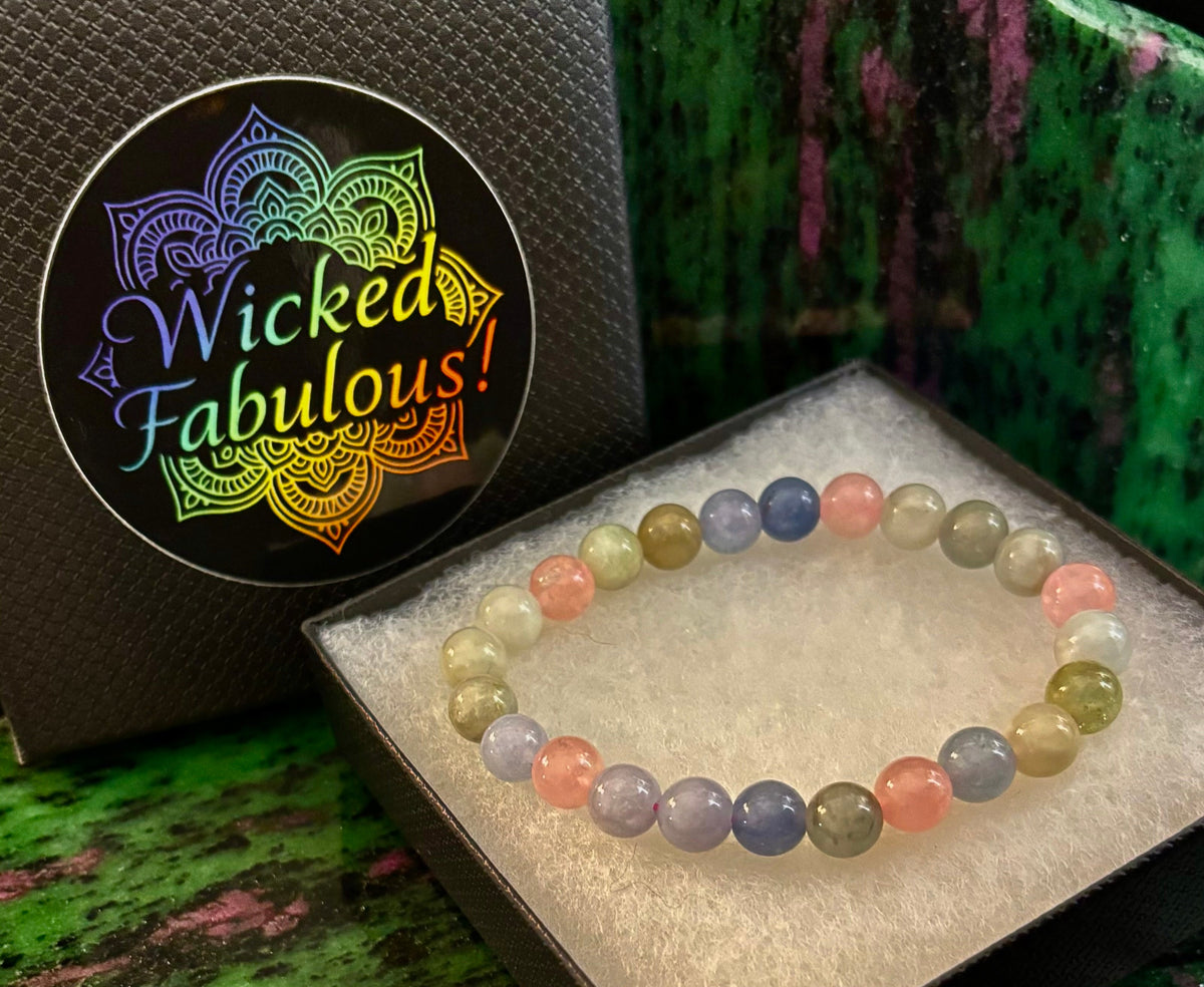 Eternal Harmony: Natural Mixed Beryl 8mm Crystal Stretch Bracelet