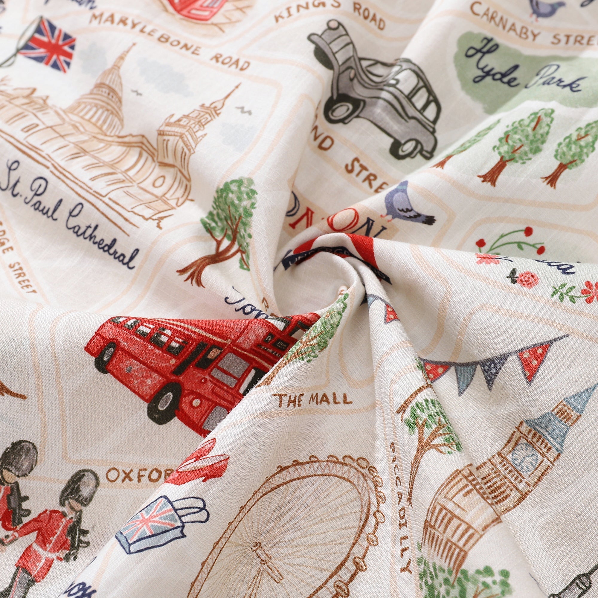 London Landmarks Print Men's Cotton Short Sleeve Aloha Shirt