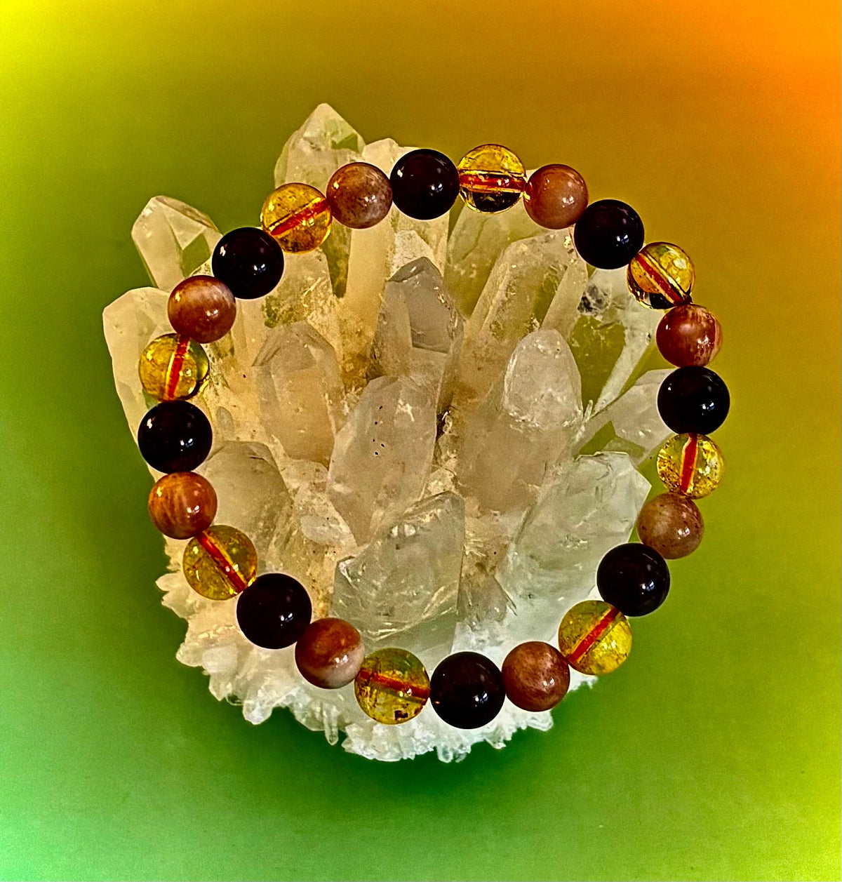 Cosmic Nurture: Amethyst, Peach Moonstone & Citrine Intuitive Manifestation Bracelet
