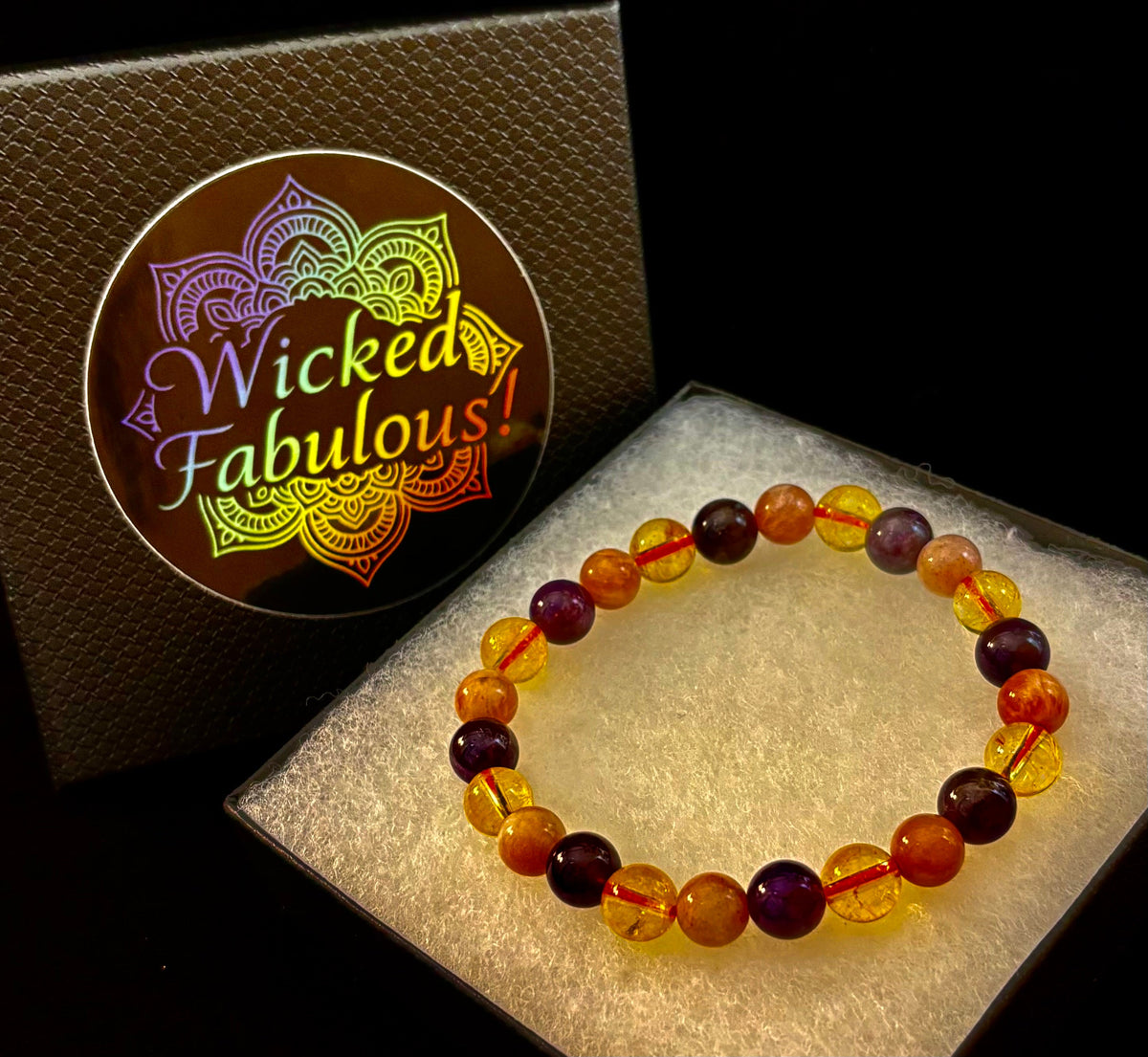 Cosmic Nurture: Amethyst, Peach Moonstone & Citrine Intuitive Manifestation Bracelet