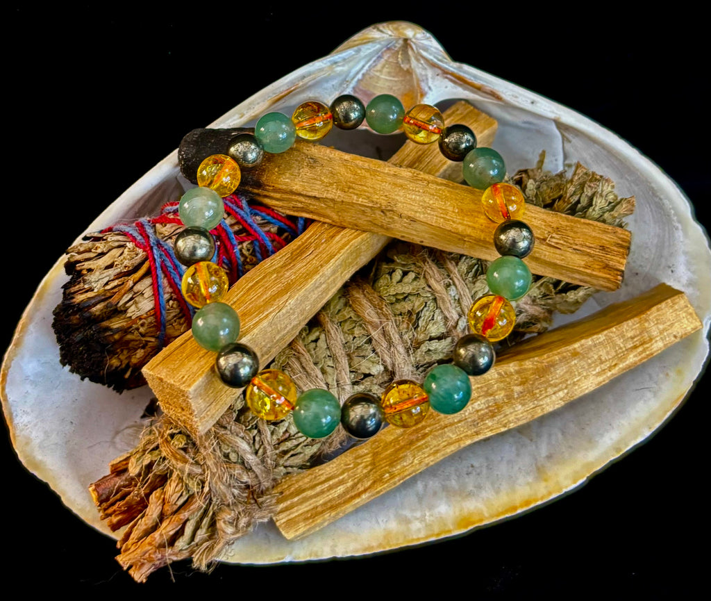 Peak Catalyst: Citrine, Pyrite & Green Aventurine Goal Success Stretch Bracelet