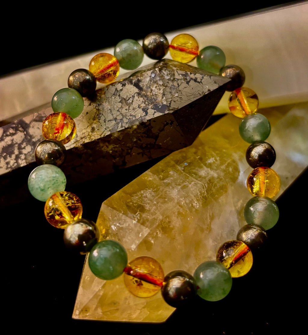 Peak Catalyst: Citrine, Pyrite & Green Aventurine Goal Success Stretch Bracelet