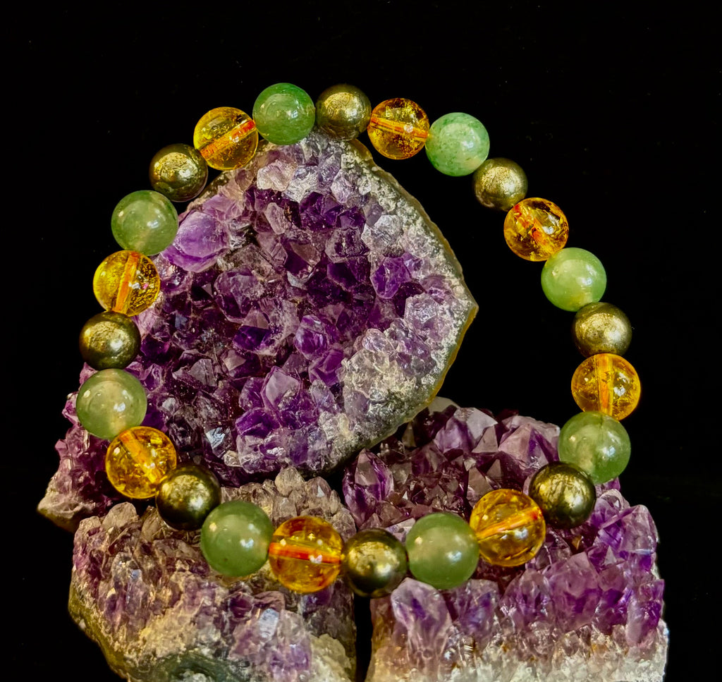 Peak Catalyst: Citrine, Pyrite & Green Aventurine Goal Success Stretch Bracelet