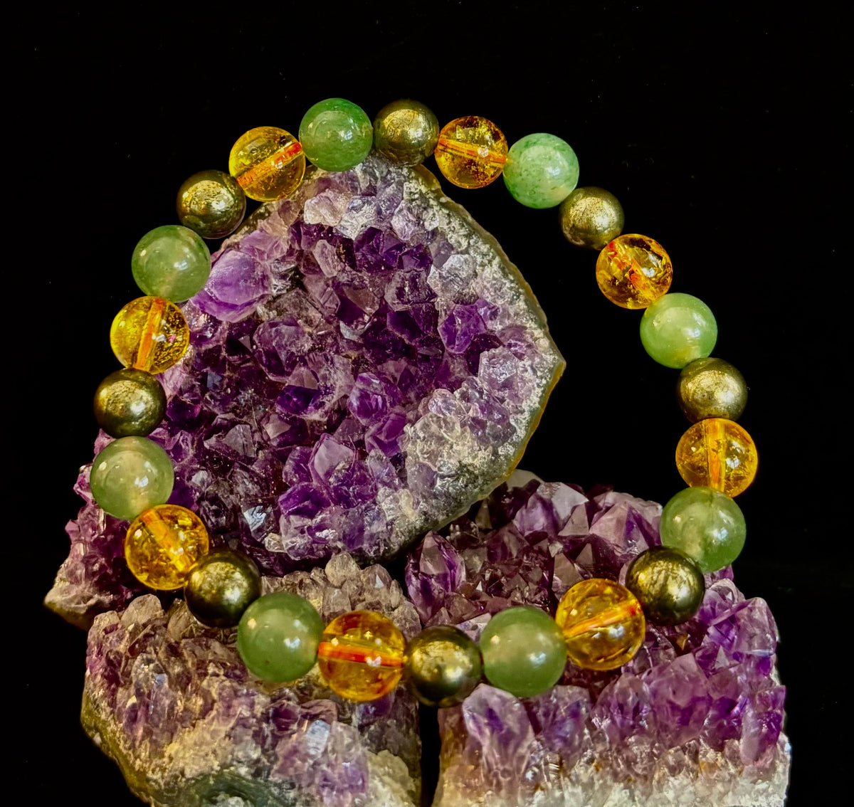 Peak Catalyst: Citrine, Pyrite & Green Aventurine Goal Success Stretch Bracelet