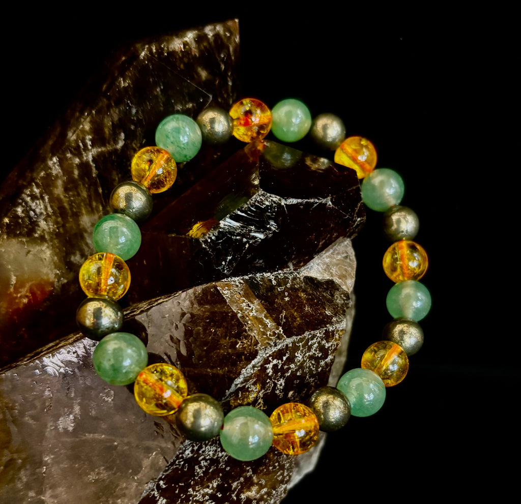 Peak Catalyst: Citrine, Pyrite & Green Aventurine Goal Success Stretch Bracelet