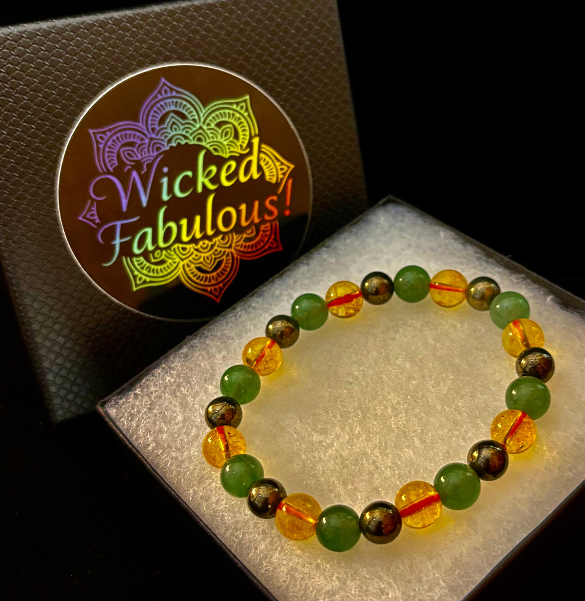 Peak Catalyst: Citrine, Pyrite & Green Aventurine Goal Success Stretch Bracelet