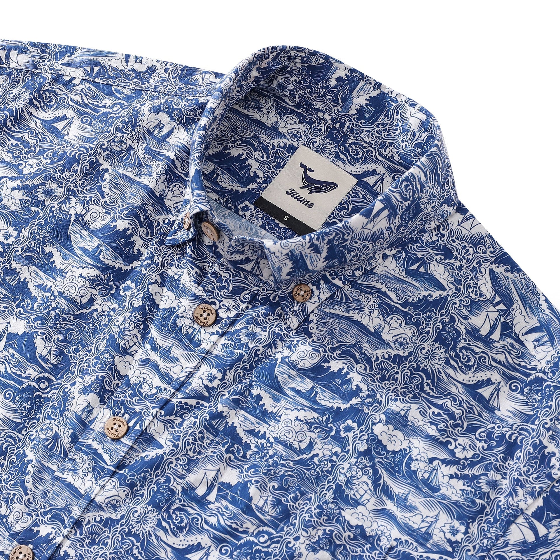 Men's Nautical Print Cotton Short Sleeve Hawaiian Aloha Shirt