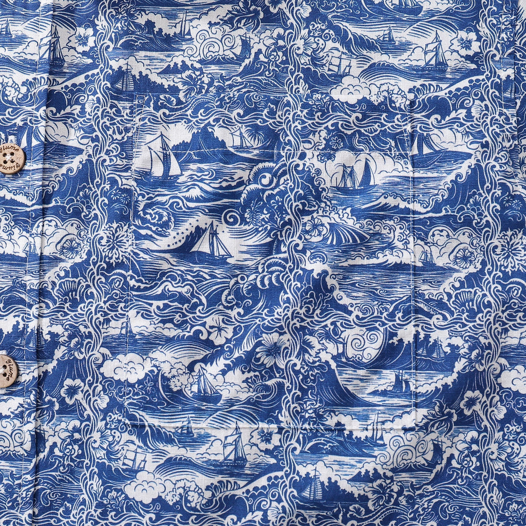 Men's Nautical Print Cotton Short Sleeve Hawaiian Aloha Shirt