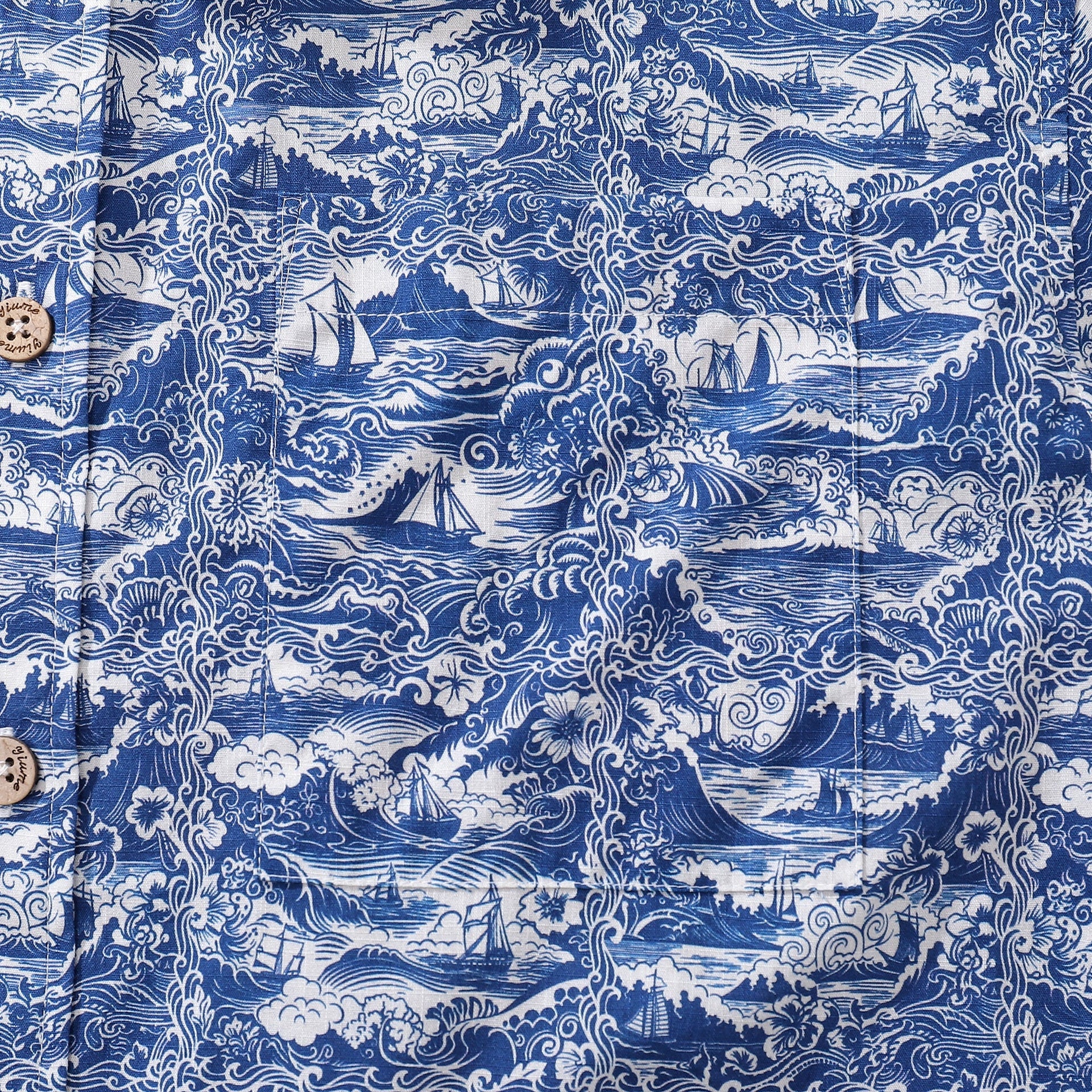 Men's Nautical Print Cotton Short Sleeve Hawaiian Aloha Shirt