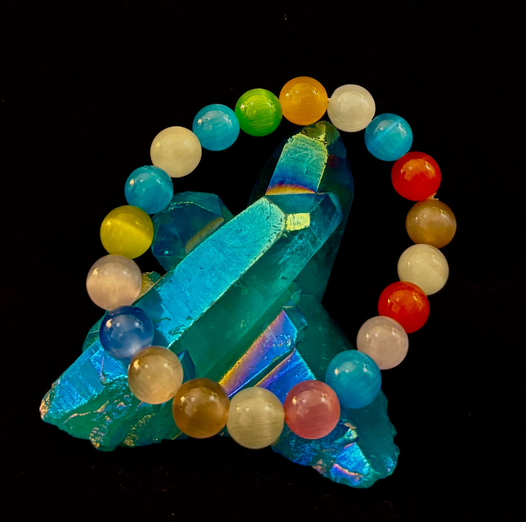 Prism Light: Multicolor Cat Eye Stretch Bracelet (10mm)