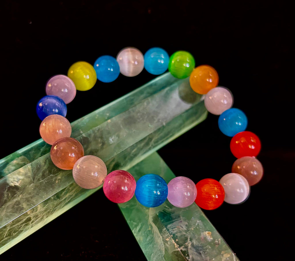 Prism Light: Multicolor Cat Eye Stretch Bracelet (10mm)