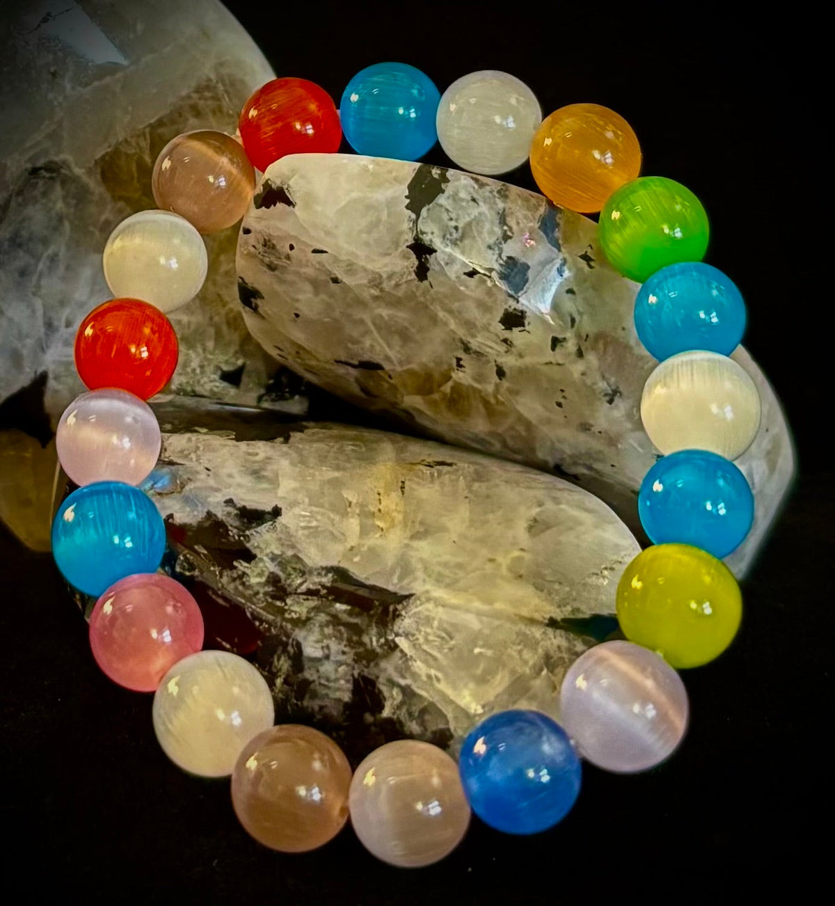 Prism Light: Multicolor Cat Eye Stretch Bracelet (10mm)