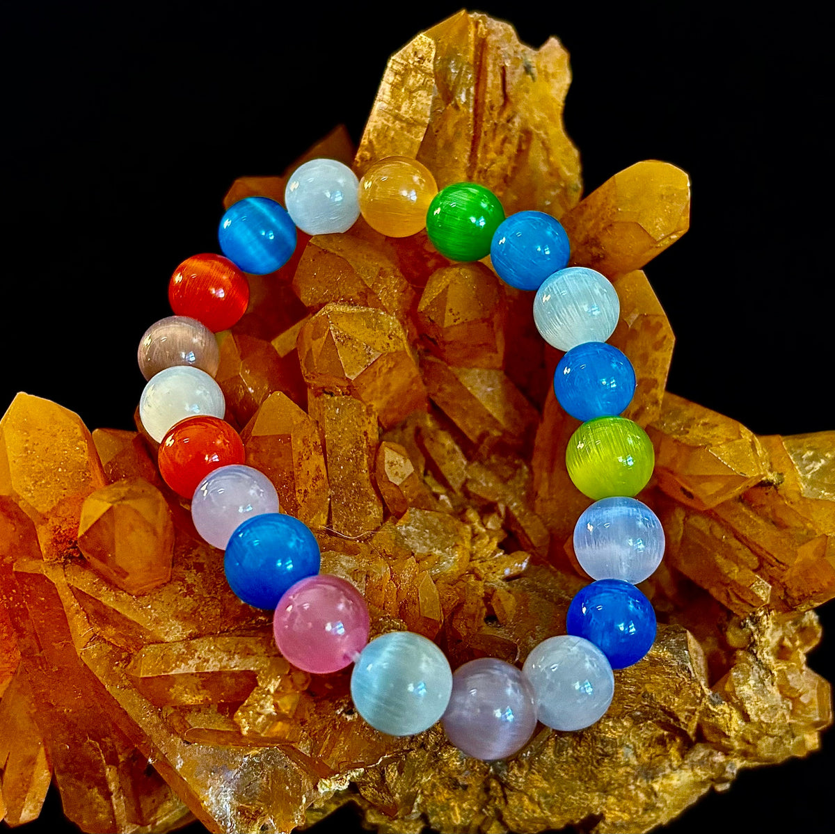 Prism Light: Multicolor Cat Eye Stretch Bracelet (10mm)