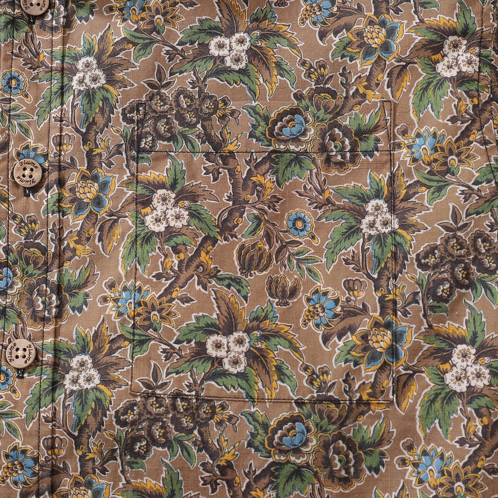 Autumn Colors Print Cotton Short Sleeve Hawaiian Button-Down Shirt